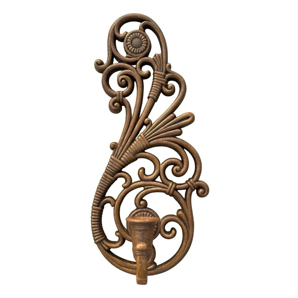 VTG Syroco Hollywood Regency‎ Wall Sconce 15" Faux Wood Ornate MCM Candle Holder